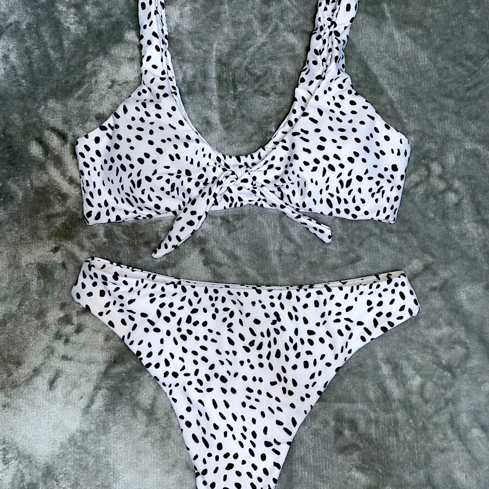 black and white spotted bikini